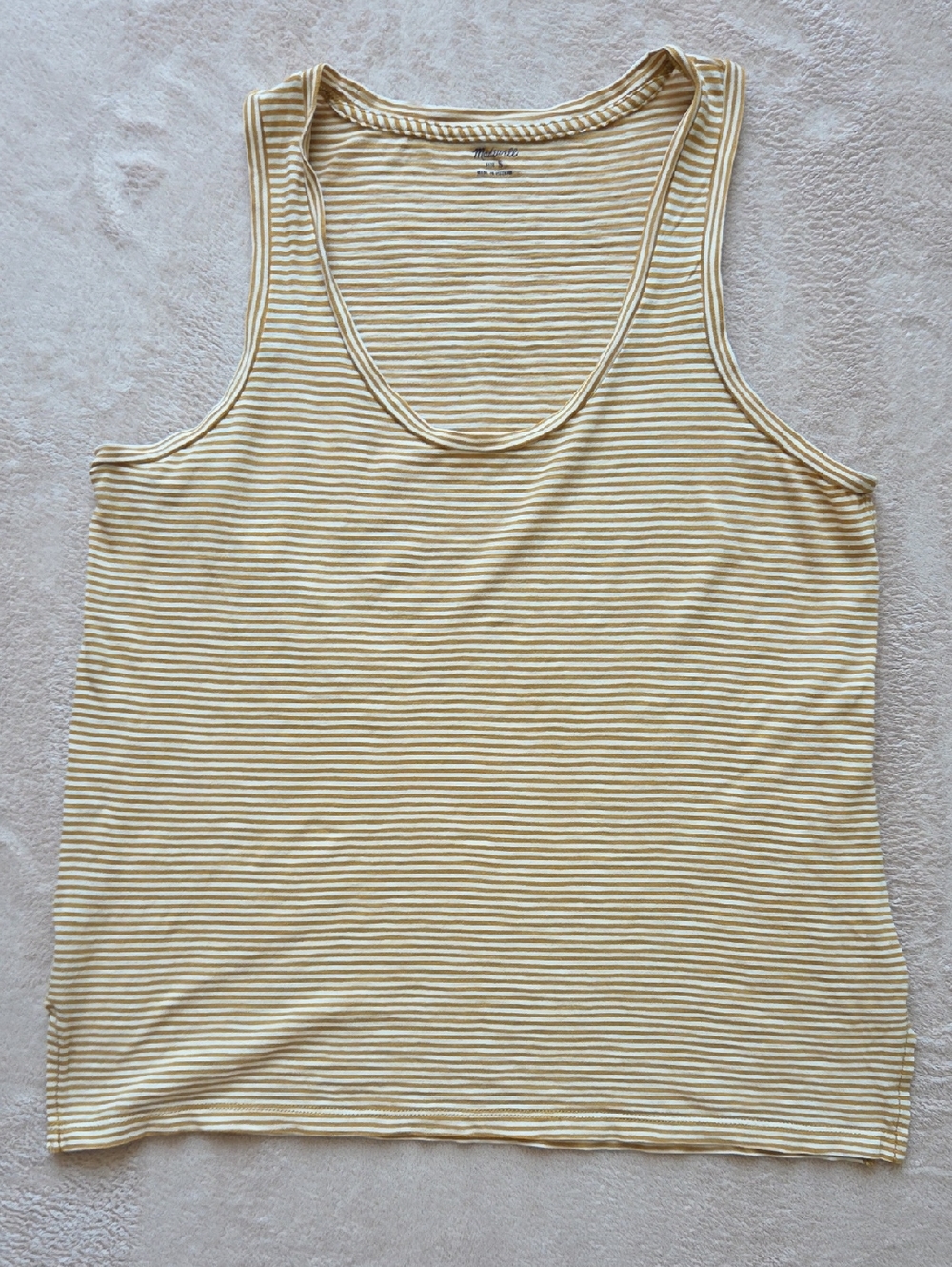 Madewell Striped Sleeveless Tank Cotton Size Small Style G2708 White Yellow